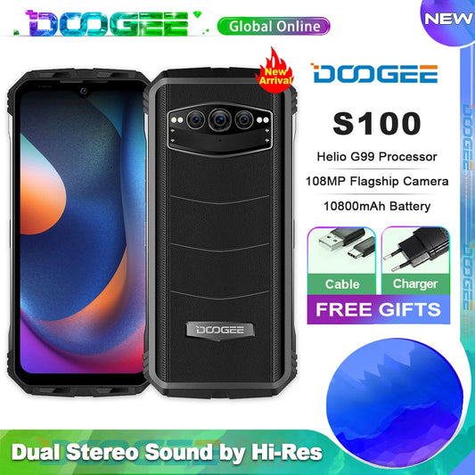 Doogee S100 Rugged Phone Helio G99 6.58" 120Hz Refresh Display 10800mAh 108MP Camera 12GB+256GB Waterproof Cell Phone