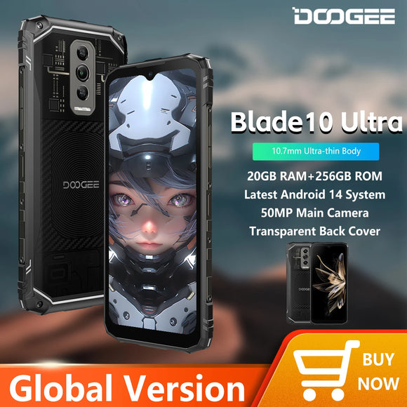 DOOGEE Blade 10 Ultra Rugged Phone 20GB+256GB 50MP Camera 6.56'' Display 5150mAh NFC Android 14 Smartphone