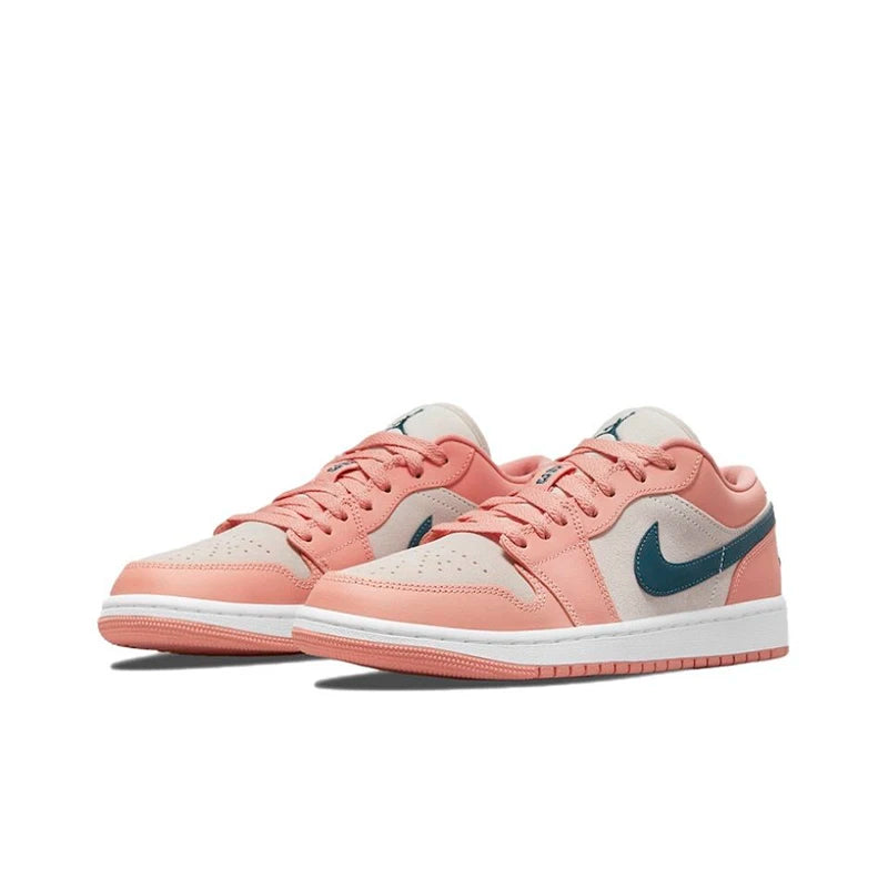 Original Air Jordan 1 Low "Cherry" Pink GS Size For Women's Non-Slip Low-Top Retro Classic Basketball Shoes Sneakers 554723-106