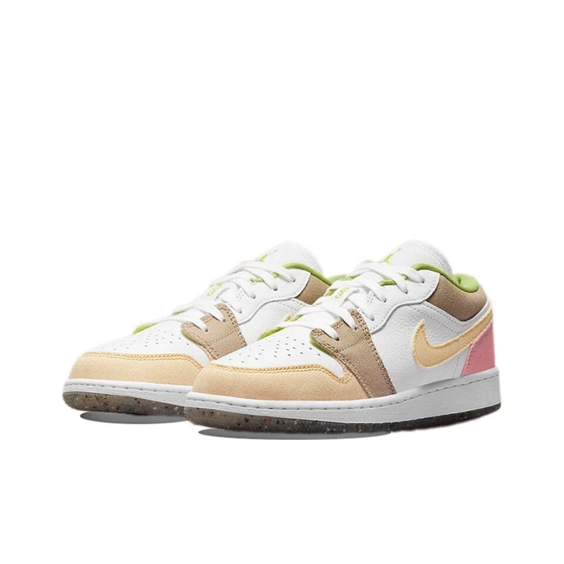 Original Air Jordan 1 Low "Cherry" Pink GS Size For Women's Non-Slip Low-Top Retro Classic Basketball Shoes Sneakers 554723-106