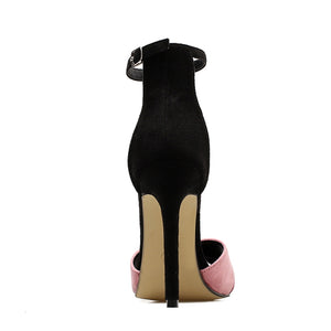 Women Open Toe High Heel Stiletto Colorblock Sandals