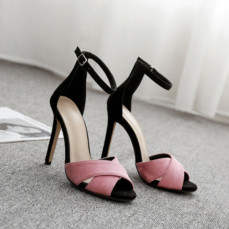 Women Open Toe High Heel Stiletto Colorblock Sandals