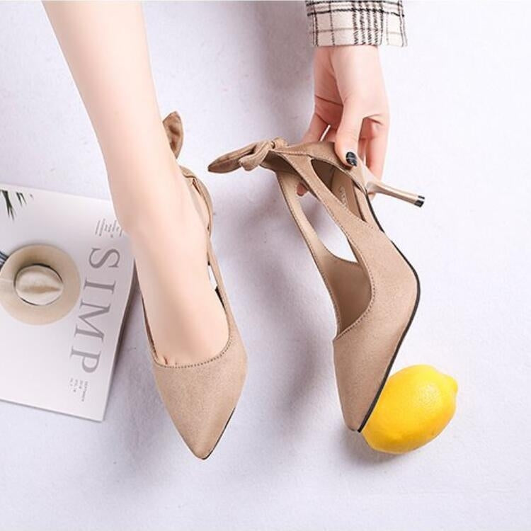 Women Shoes Bow Pointed Toe Stiletto Heels