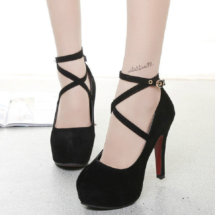 Women Shoes Round Toe Stiletto High Heels