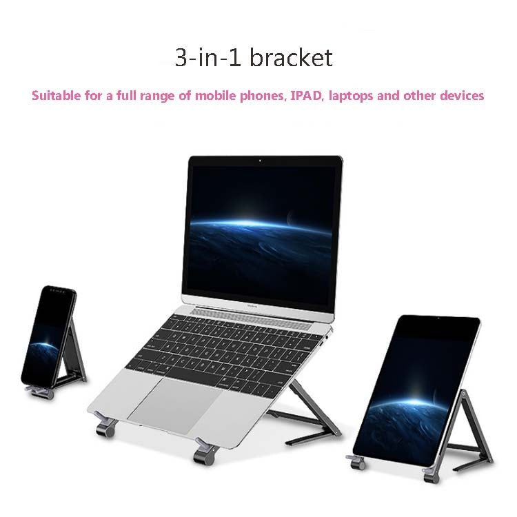 Metal Laptop Stand Computer Cooling Folding Mini Flat Raised Bracket