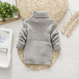 Winter Children's Thick Solid Color Knit Bottoming Turtleneck Pullover Sweater, Series 2