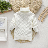 Winter Children's Thick Solid Color Knit Bottoming Turtleneck Pullover Sweater, Series 2