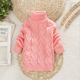 Winter Children's Thick Solid Color Knit Bottoming Turtleneck Pullover Sweater, Series 1