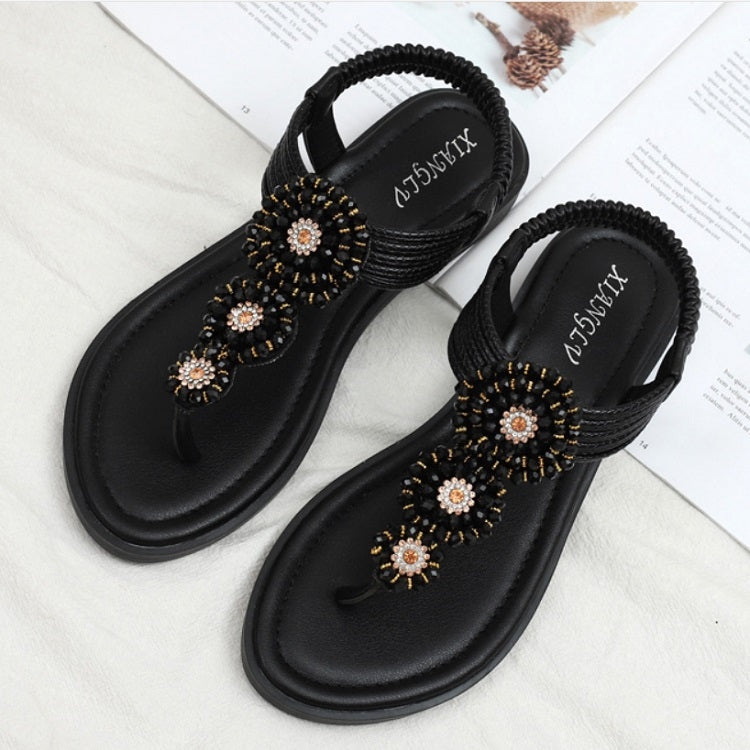 Ladies Summer Bohemian Roman Sandals Seaside Flat Beach Shoes