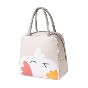 QW001 Cartoon Thick Aluminum Foil Lunch Bag Student Lunch Box Handbag Insulated Bag, Cat Lunch Bag(Tibetan blue), Chicken Lunch Bag (Beige), Lunch Bag(Wine Red)