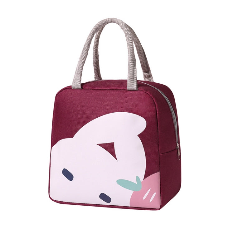 QW001 Cartoon Thick Aluminum Foil Lunch Bag Student Lunch Box Handbag Insulated Bag, Cat Lunch Bag(Tibetan blue), Chicken Lunch Bag (Beige), Lunch Bag(Wine Red)