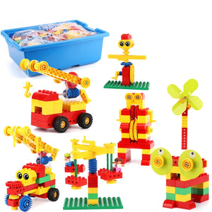 Children Assembling Building Block Toy Set