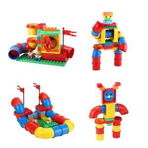 Children Assembling Building Block Toy Set