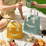 Smiley Lunch Bag with Leather Handles, Size: