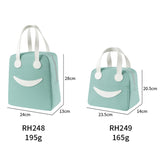 Smiley Lunch Bag with Leather Handles, Size: