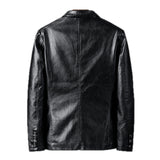 Men Slim Fit Business Casual Motorcycle Leather Jacket, Series 1