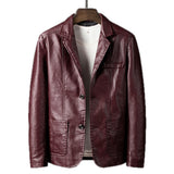 Men Slim Fit Business Casual Motorcycle Leather Jacket, Series 1