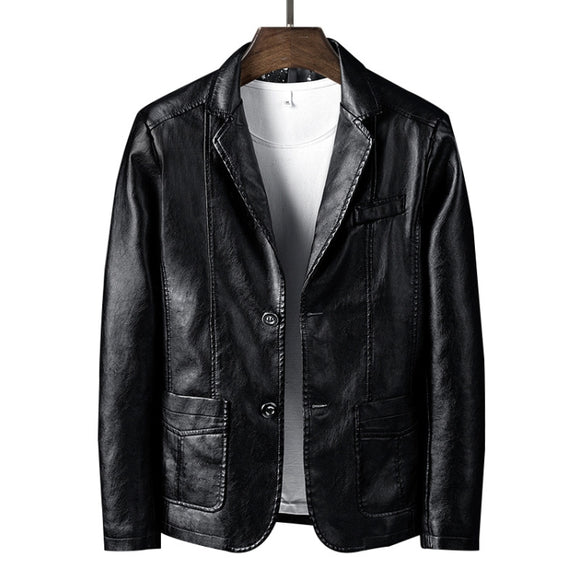 Men Slim Fit Business Casual Motorcycle Leather Jacket, Series 2