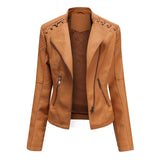 Women Short Leather Jacket Slim Jacket Motorcycle Suit, Series 3