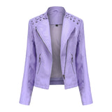 Women Short Leather Jacket Slim Jacket Motorcycle Suit, Series 3