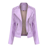 Women Short Leather Jacket Slim Jacket Motorcycle Suit, Series 3