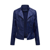 Women Short Leather Jacket Slim Jacket Motorcycle Suit, Series 3