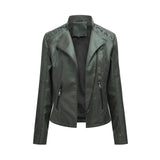 Women Short Leather Jacket Slim Jacket Motorcycle Suit, Series 3