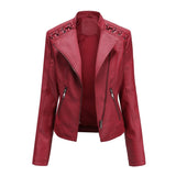 Women Short Leather Jacket Slim Jacket Motorcycle Suit, Series 3