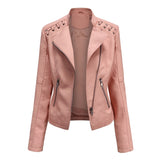 Women Short Leather Jacket Slim Jacket Motorcycle Suit, Series 3