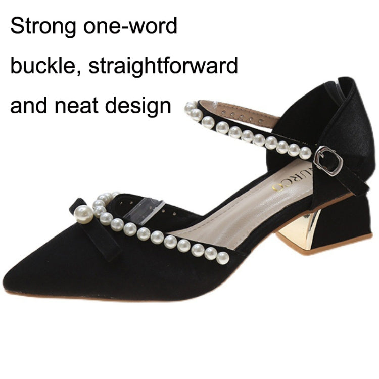 Pointed Toe Chunky Heel High Heels Single Shoes Women Buckle Sandals