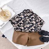 Boys Floral Shirt + Shorts Pants Set Summer Thin Children Short-sleeved Shirt