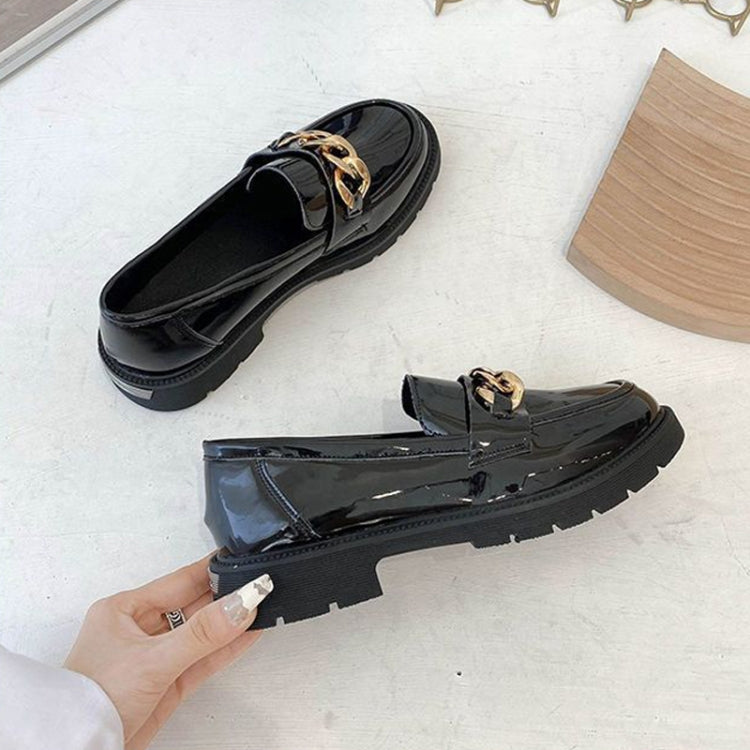 Slip-On Loafers Flat Preppy Style Women Leather Shoes