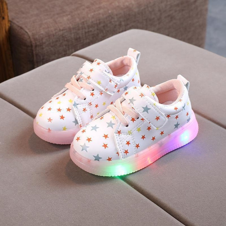 WISDOMFROG Children Sneakers Light-Up Stars Soft Sole Girls Board Shoes Boys Footwear