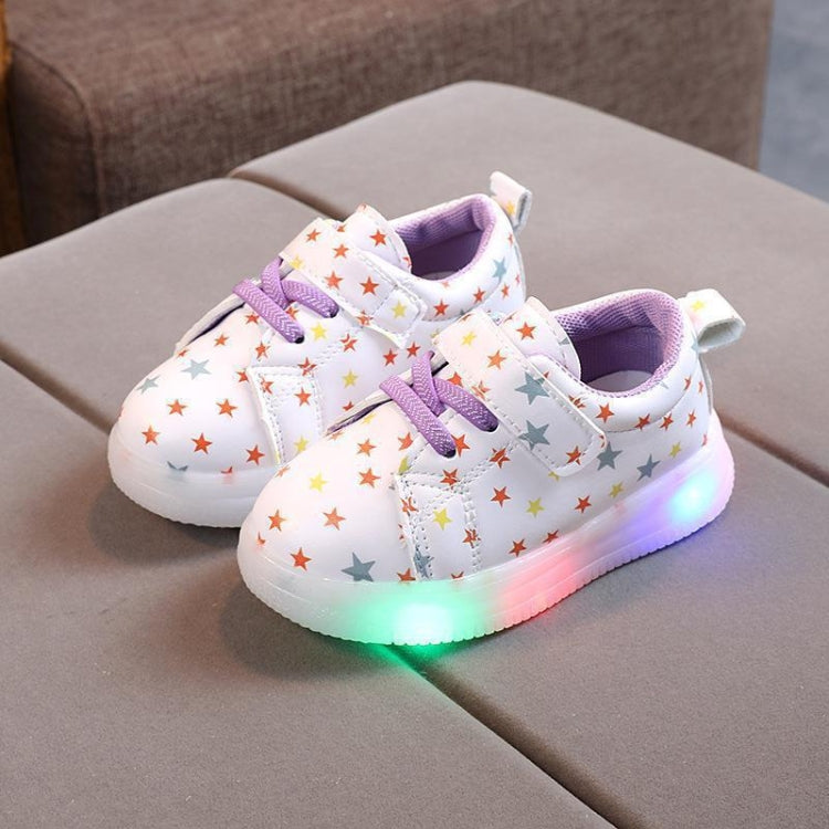 WISDOMFROG Children Sneakers Light-Up Stars Soft Sole Girls Board Shoes Boys Footwear