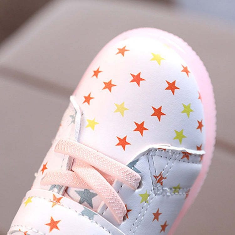 WISDOMFROG Children Sneakers Light-Up Stars Soft Sole Girls Board Shoes Boys Footwear