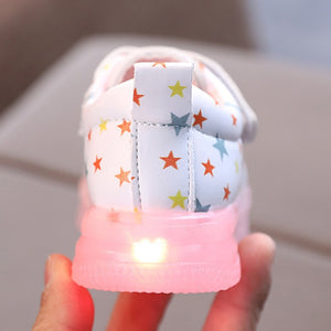 WISDOMFROG Children Sneakers Light-Up Stars Soft Sole Girls Board Shoes Boys Footwear