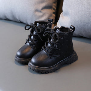 Children Martin Boots Padded Warm Leather Boots Simple Cotton Shoes