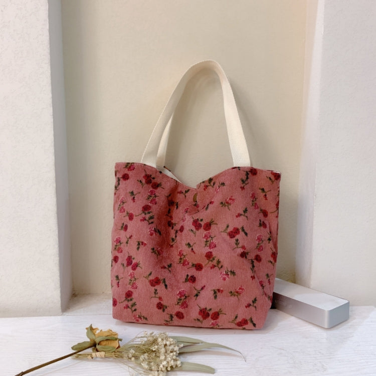 Retro Floral Bag Casual Tote Large Capacity Corduroy Handbag