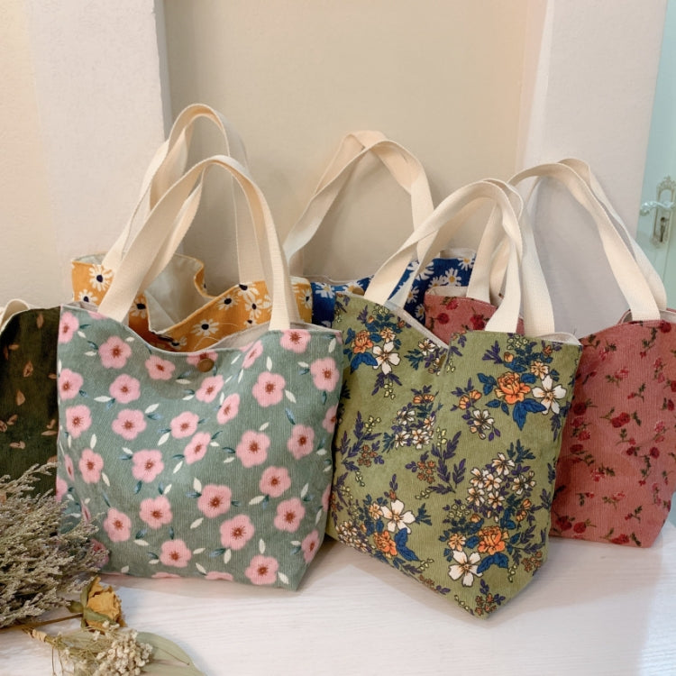 Retro Floral Bag Casual Tote Large Capacity Corduroy Handbag