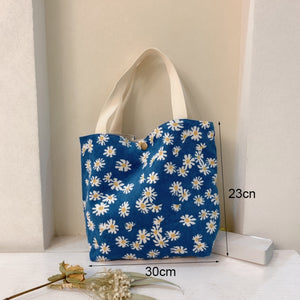 Retro Floral Bag Casual Tote Large Capacity Corduroy Handbag