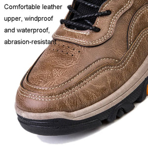 Men Outdoor Hiking Casual Leather Shoes Thickened Non-Slip Waterproof Sneakers