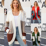 Women Casual Mid-Length Hooded Knit Cardigan Jacket