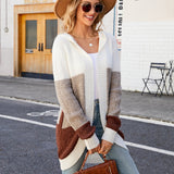 Women Casual Mid-Length Hooded Knit Cardigan Jacket