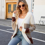 Women Casual Mid-Length Hooded Knit Cardigan Jacket