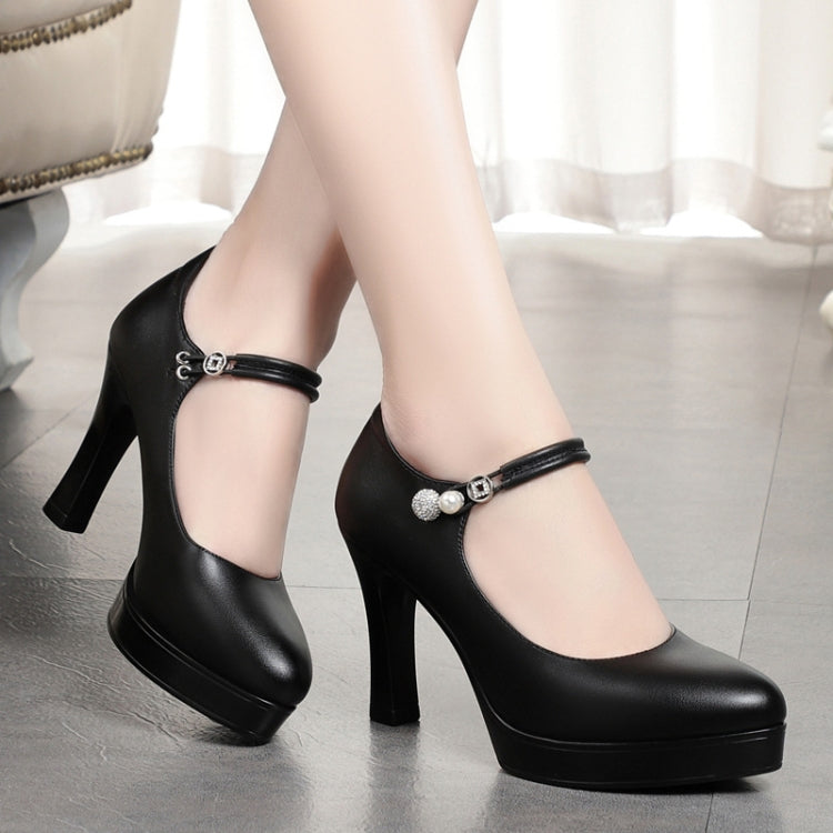 Women High Heels Comfortable Small Heel Temperament Waterproof Platform One Buckle Shoes