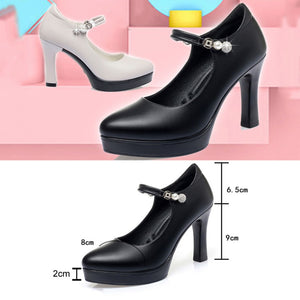 Women High Heels Comfortable Small Heel Temperament Waterproof Platform One Buckle Shoes