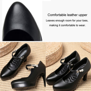 Women High Heels Comfortable Small Heel Temperament Waterproof Platform One Buckle Shoes