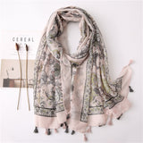 180 X 85cm  Women Cotton And Linen Scarf Retro Splicing Bohemian Printed Silk Shawl