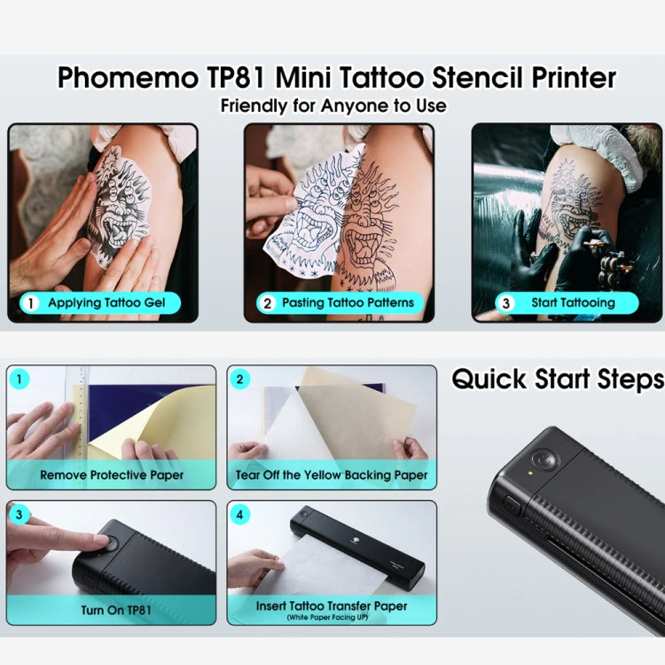 Phomemo TP81 A4 Wireless Thermal Printer Tattoo Template Printer