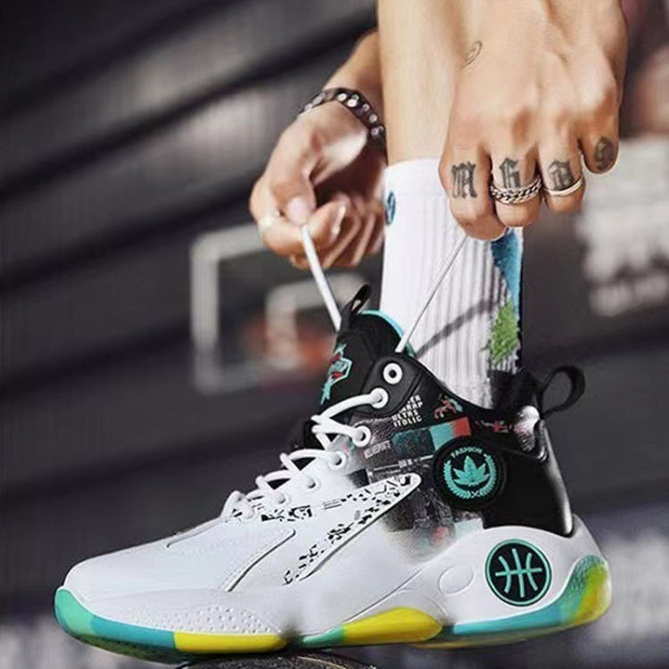 Men Outdoor Basketball Shoes Thick Bottom Non-Slip Teenage Sneakers Soft Bottom Running Shoes